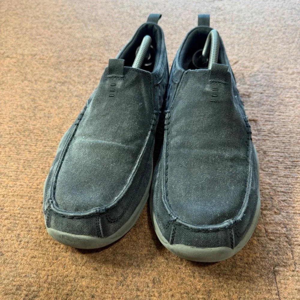Skechers Classic Fit Air-Cooled Memory Foam Black Canvas‎ Slip On Shoes Mens 11